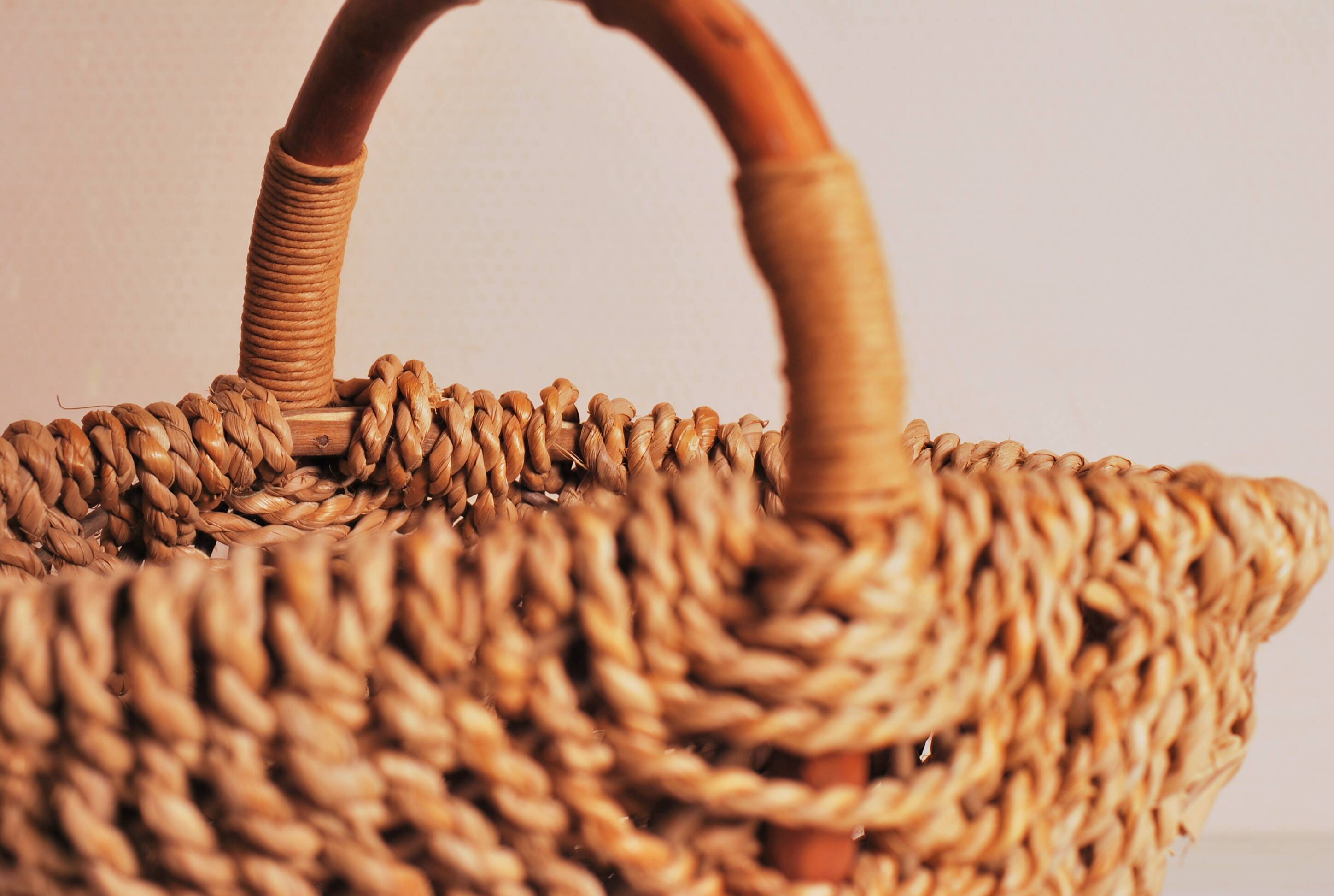 antique french handmade collection basket, woven basket