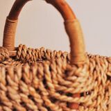 antique french handmade collection basket, woven basket