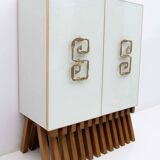 Postmodern Italian Bar Sideboard Murano Glass and Brass, 1980s