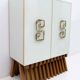 Postmodern Italian Bar Sideboard Murano Glass and Brass, 1980s