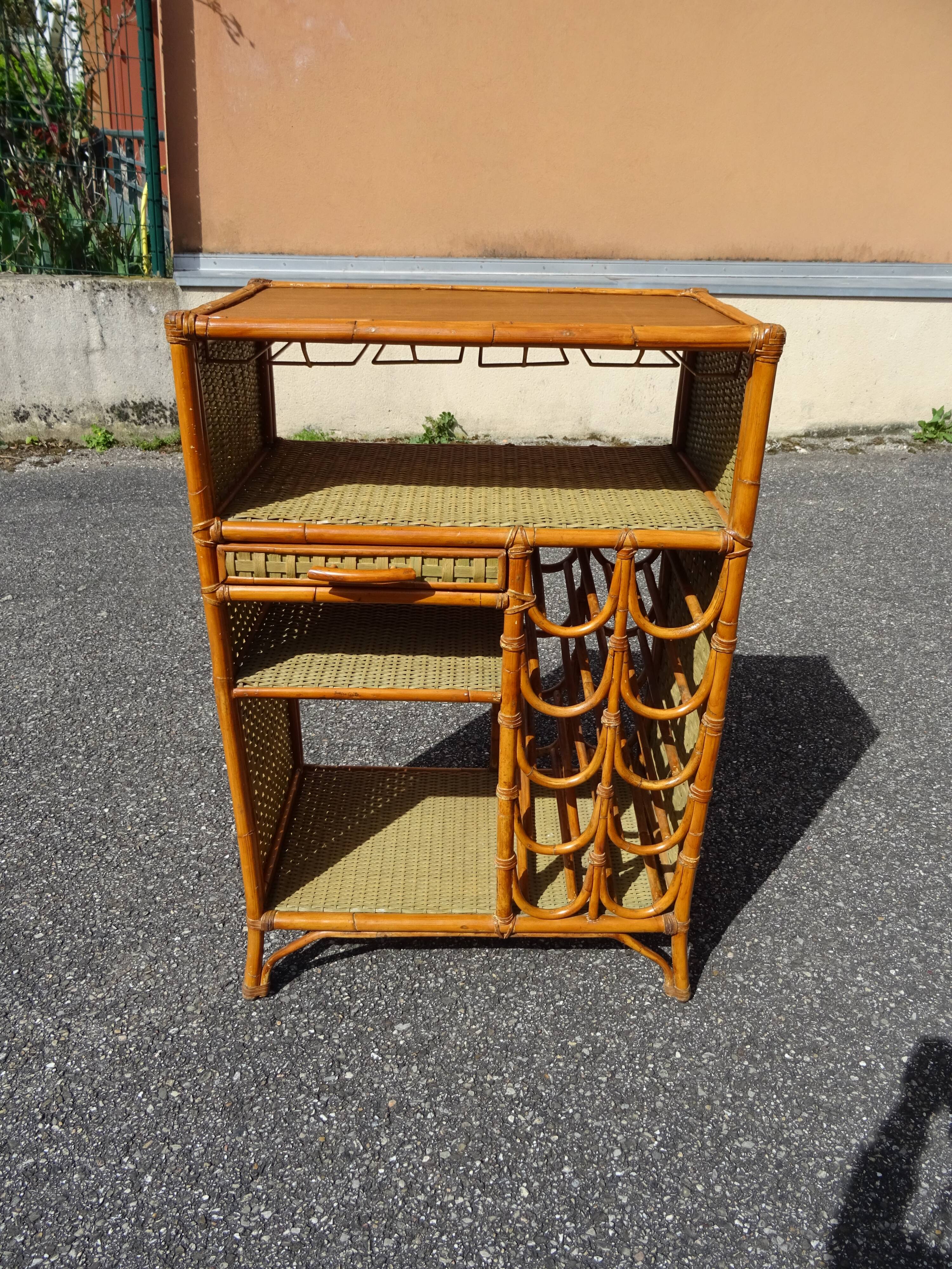 Vintage rattan bar cabinet from the 60s/70s