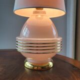 Lampe à tafel art déco, verre clichy rosé avec couleur goudkleurige afwerking, Frankrijk