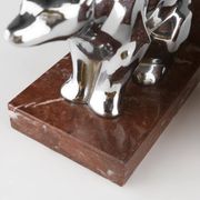 Art Deco Marble and Metal Bear Bookends, France 1930s