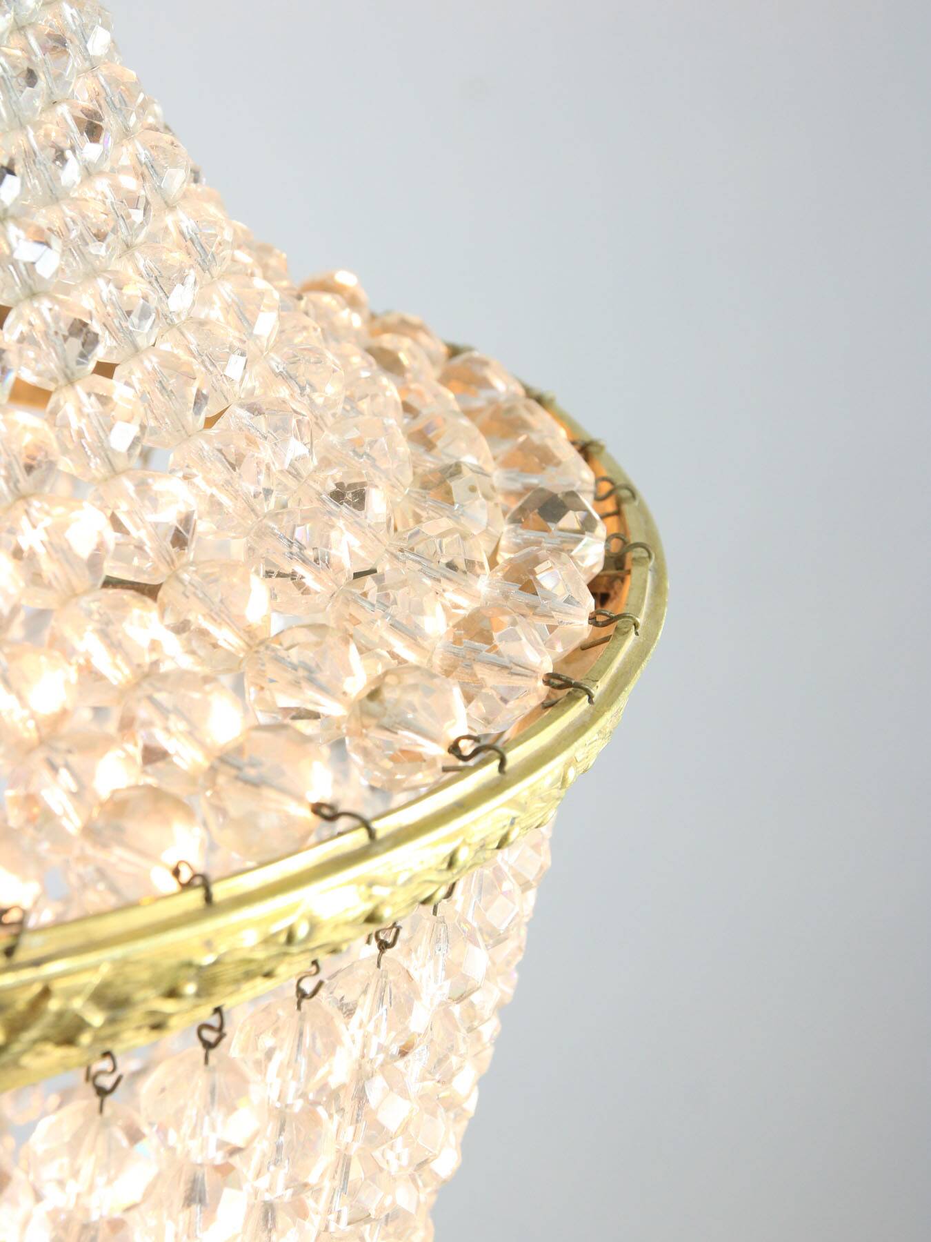 French Empire Crystal and Brass Chandelier, 1940s