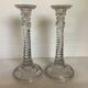 Pair of antique moulded glass candlesticks