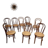 Lot 8 chaises de bistrot ou ferme en bois courbé assise cannée / vintage populaire
