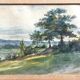 Classical watercolour, 19th-century school, View of Andilly, 1818.