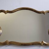 Vintage stucco and gilded wood mirror in Louis XV style, baroque, 78 cm