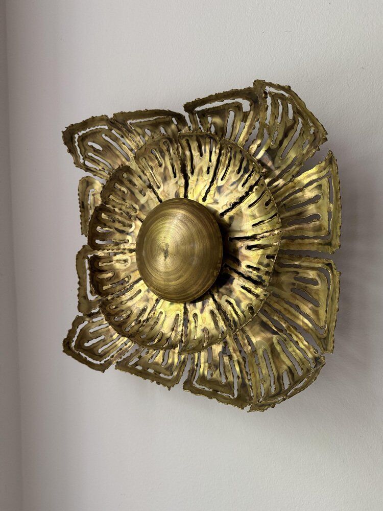 Brass sun wall sconce by Svend Aage Sørensen, Denmark, 1960s, brutalist
