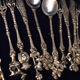 Set 11 of old cutlery with silver metal desert