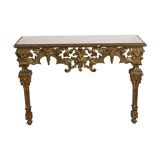 Old Gilded Console Marbled Glass Rococo Style Gold