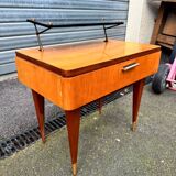 Vintage 1950s varnished glass shelf bedside table.