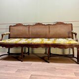 Bench Sofa In Cane Walnut From Regency Period XVIII Eme Century