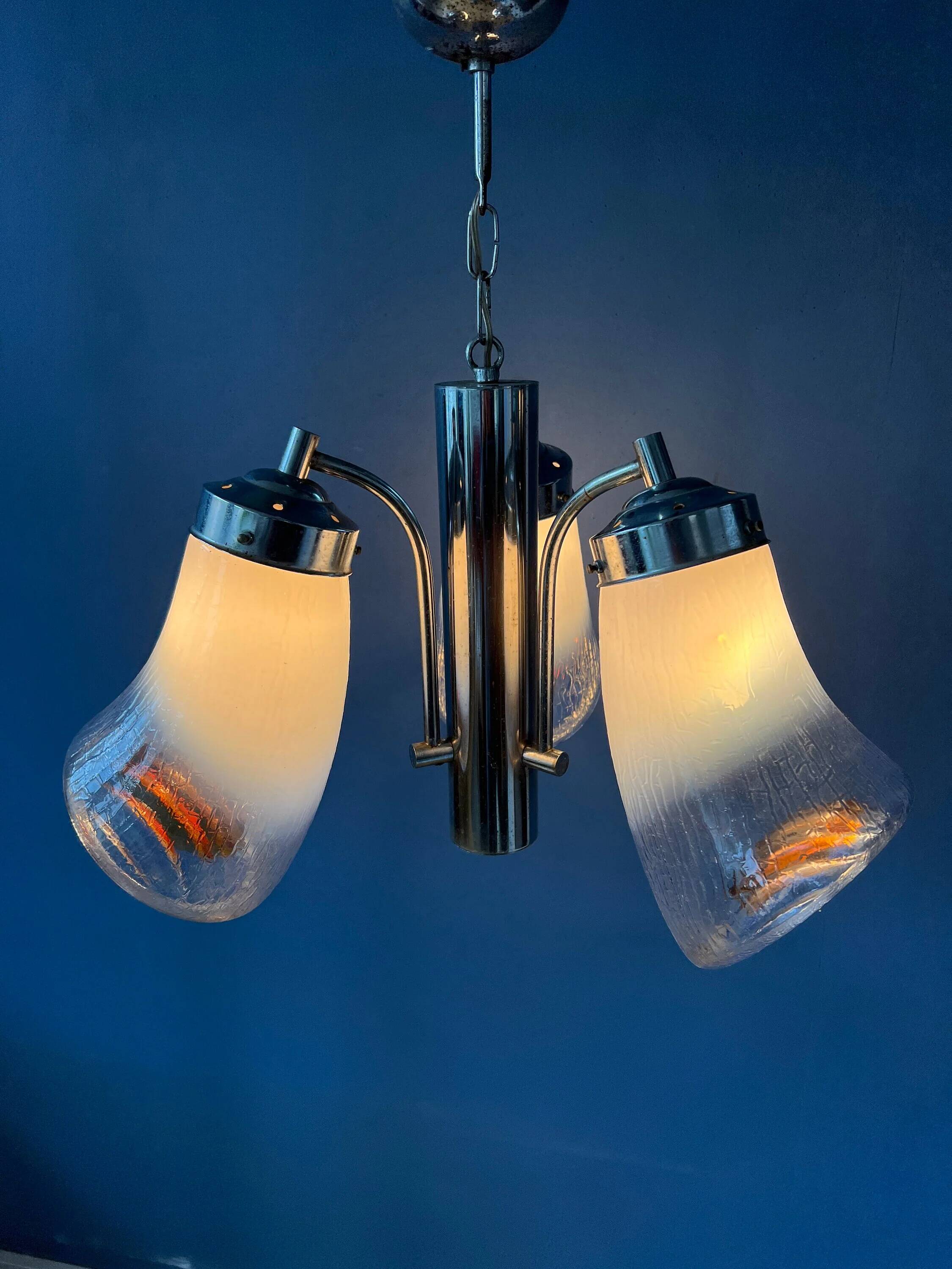 70s Mid Century Murano glass chandelier in Mazzega style.