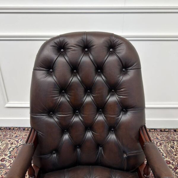 Chaise de bureau Chesterfield anglaise brune, chaise de président