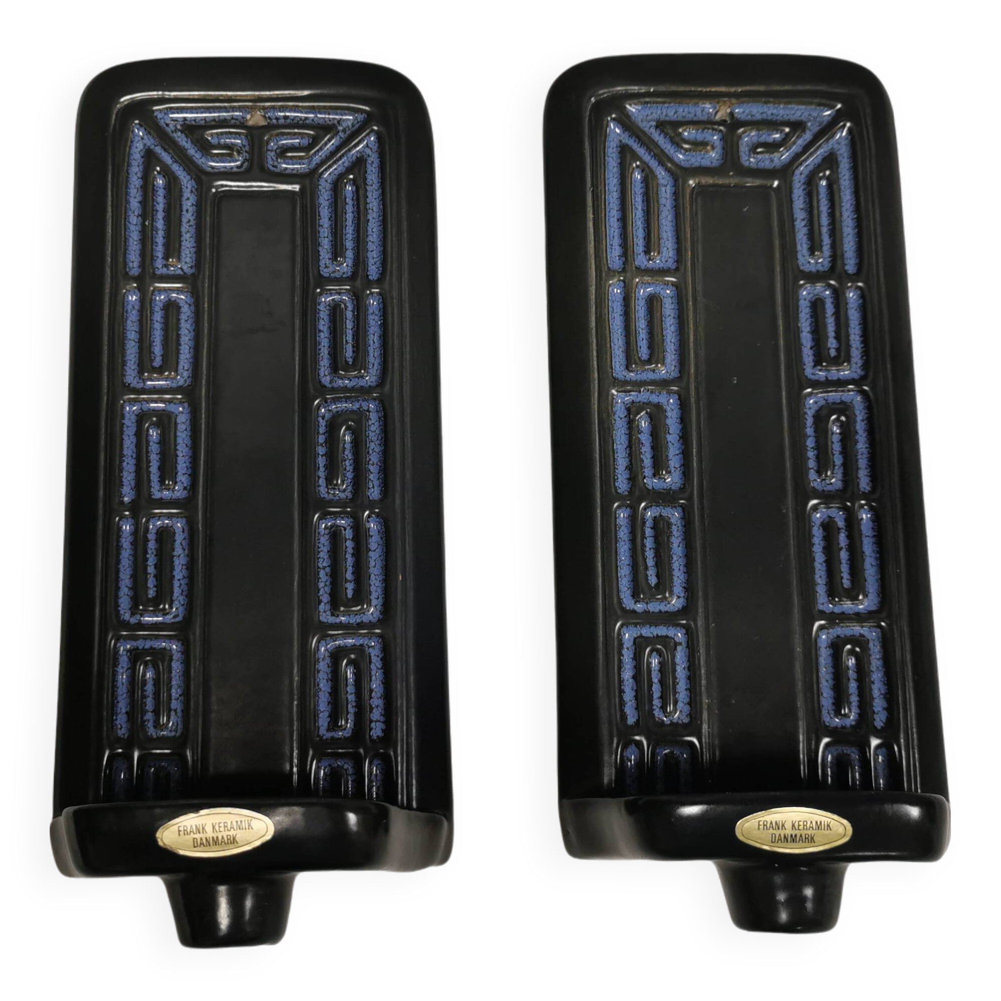 Two wall-mounted candlesticks by Danish Frank Ceramics 1970s.