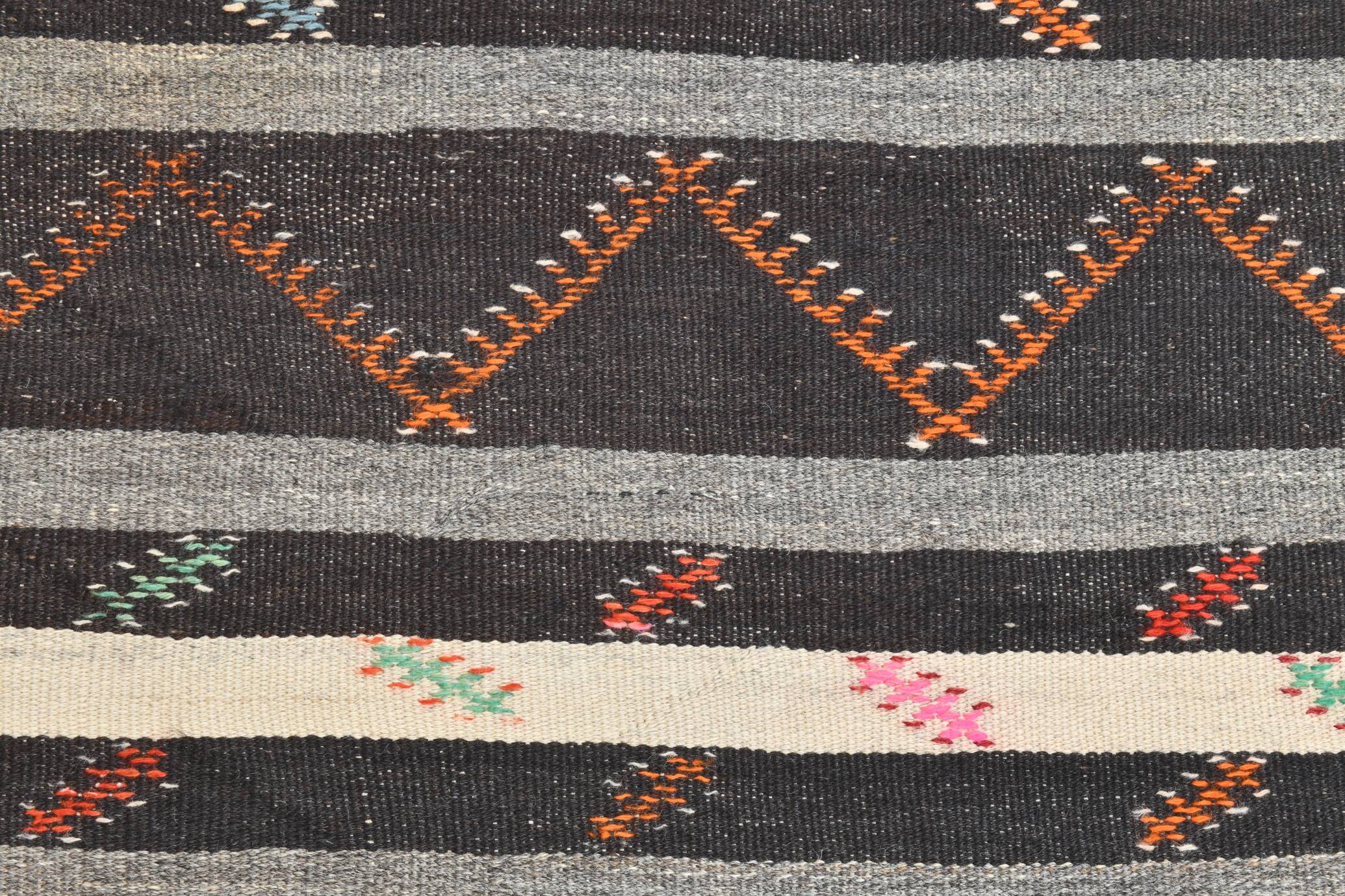 7x10 Contemporary Striped Kilim Area Rug, 204x300Cm