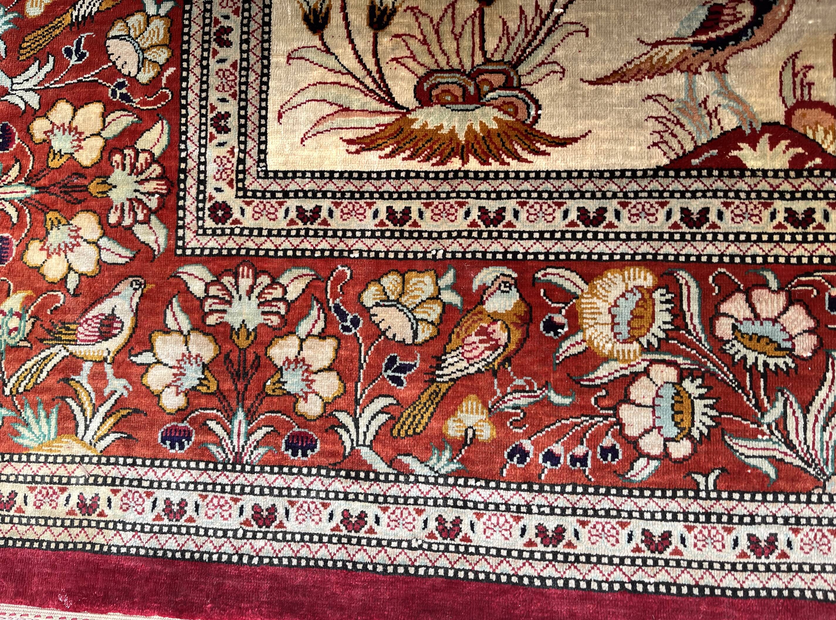 Oriental carpet ghoum-qom silk iran persian : 0.98 X 1.48 M
