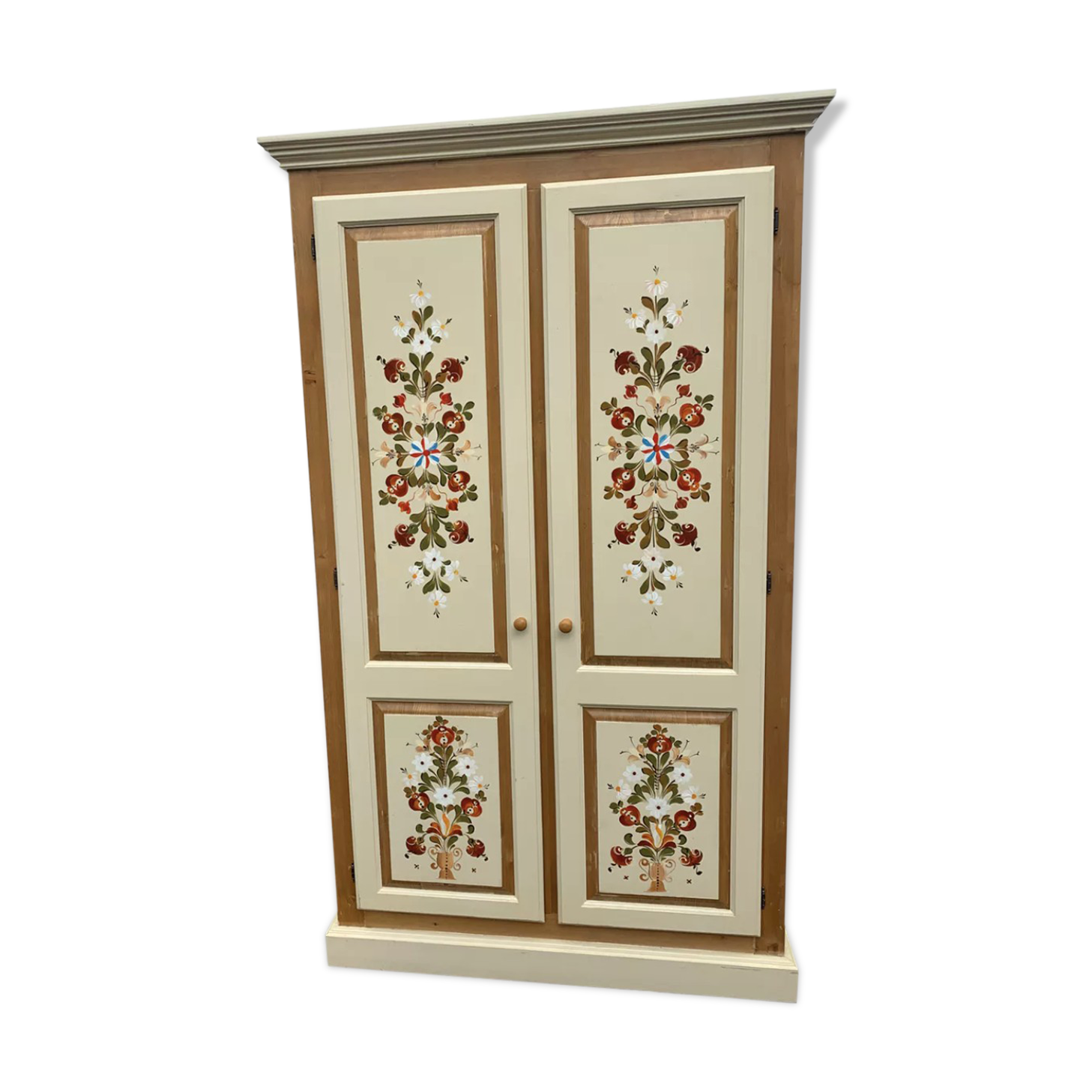 Armoire penderie peint à la main fleurs