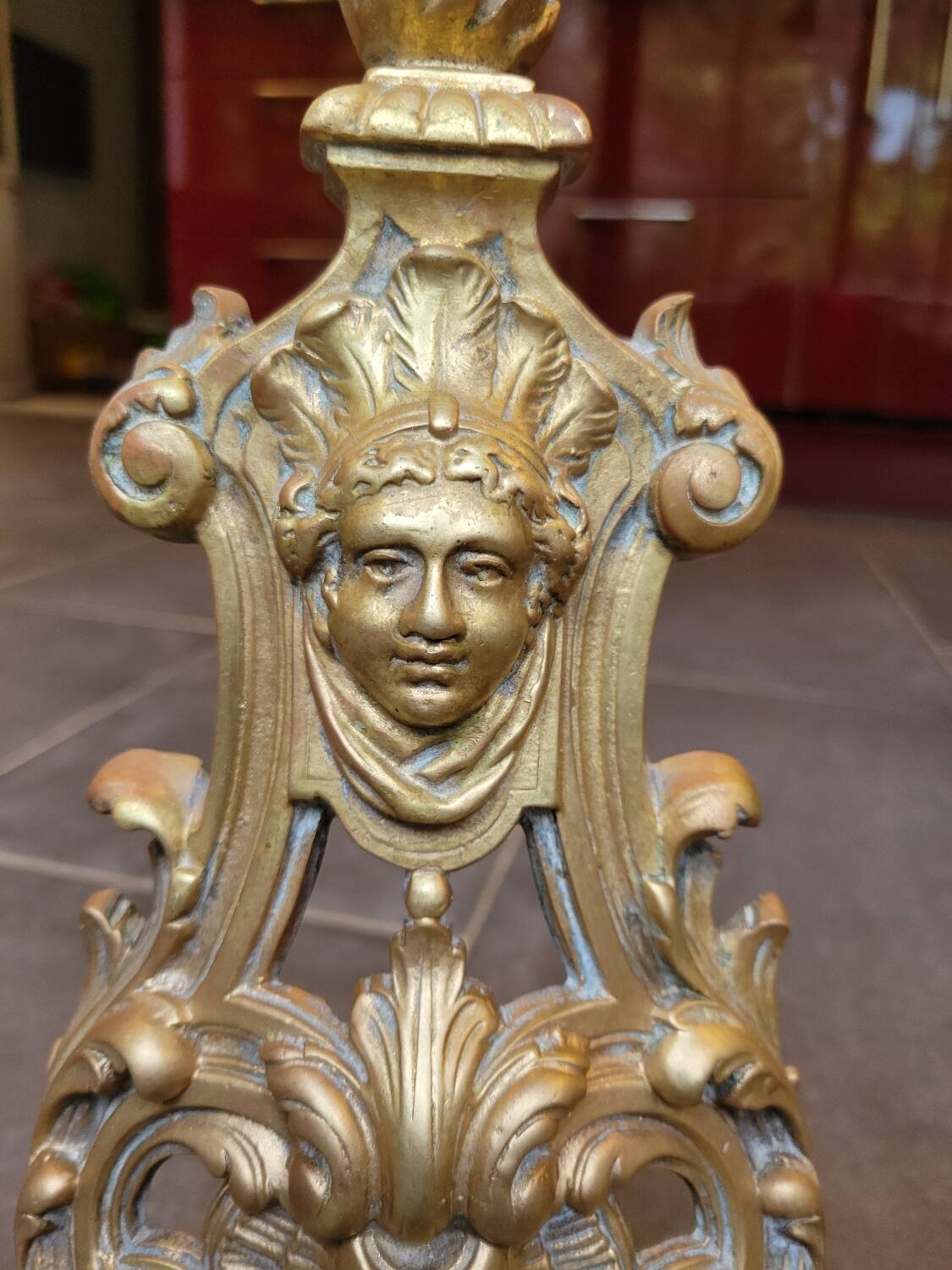 19th century gilded bronze andirons