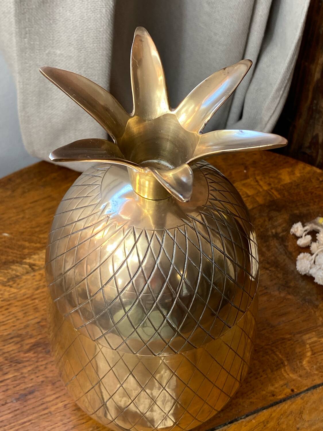 Chiseled brass pineapple