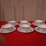 6 coffee cups with saucer in gien faience