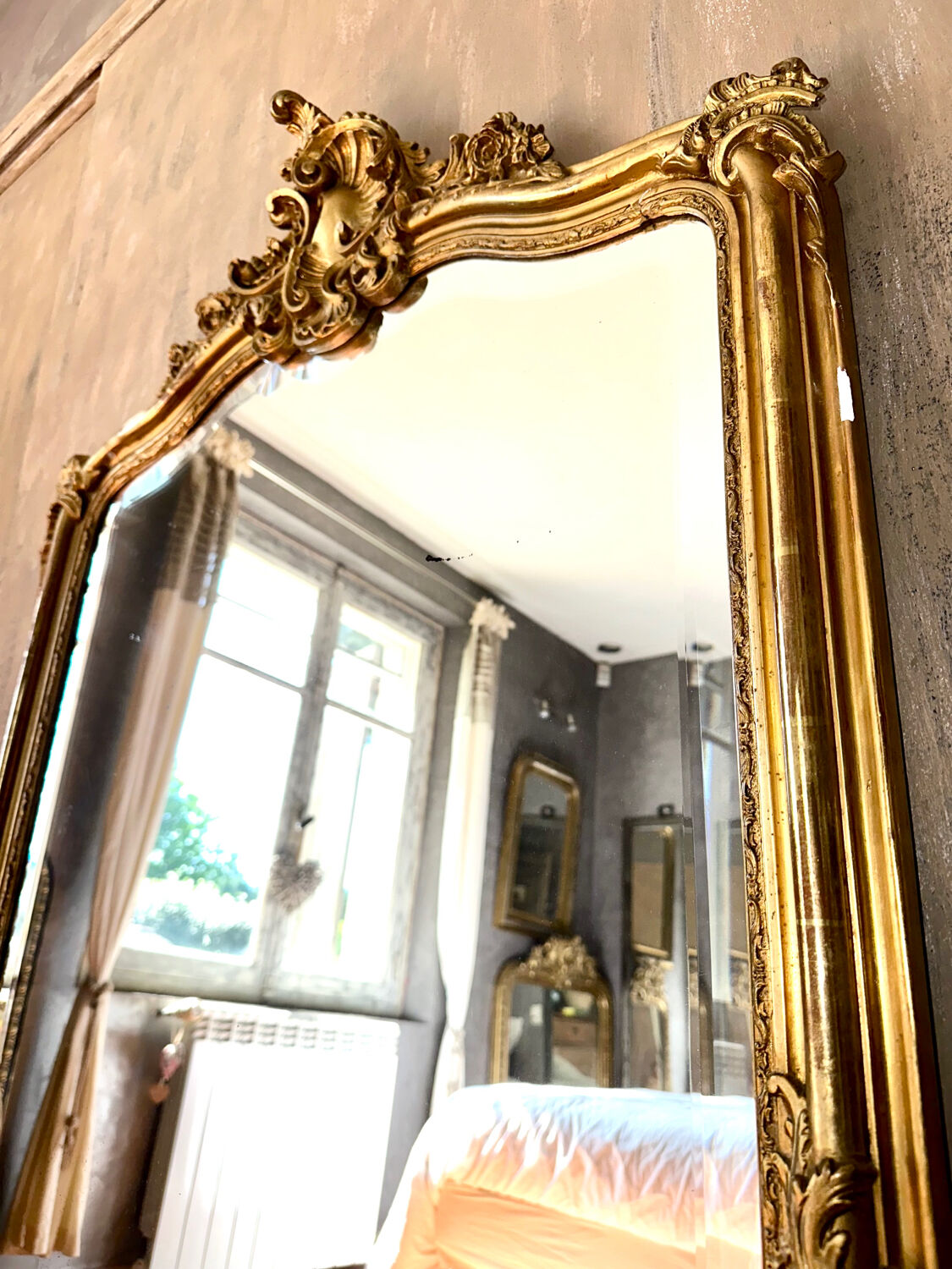 Old mirror with pediment nineteenth