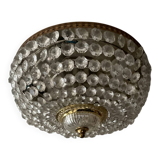 Vintage ceiling light with pendants and brass.