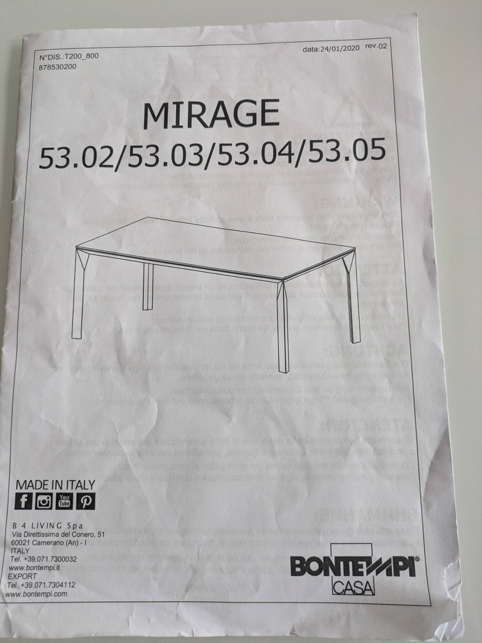 Table verre Bontempi