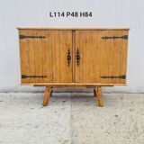 Rattan bamboo sideboard atttributed to Audoux Minnet vintage 60's