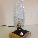 Structured tulip glass bedside lamp and laitone base / vintage 50-60s