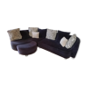 Black velvet corner sofa with swivel daybed