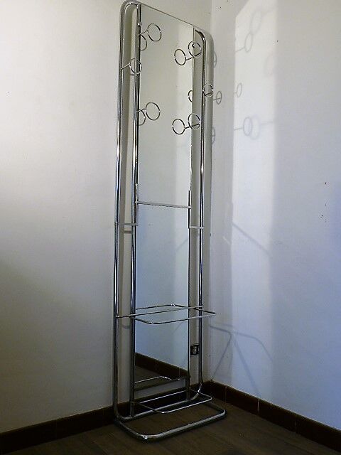Chrome metal wall coatrack 1960