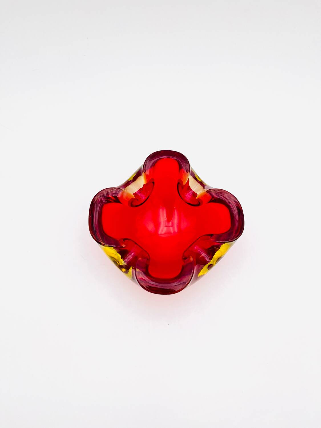 Murano Sommerso Red & Yellow Dish - Flavio Poli - circa 19