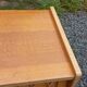Vintage chest of drawers in light oak and rattan with tapered legs, 3 drawers from the 1950s.