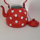 Enamelled polka dot teapot