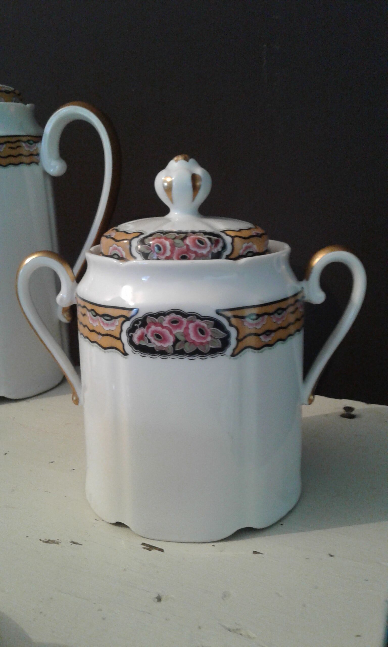 Fine porcelain coffee service art deco 21 pieces Limoges