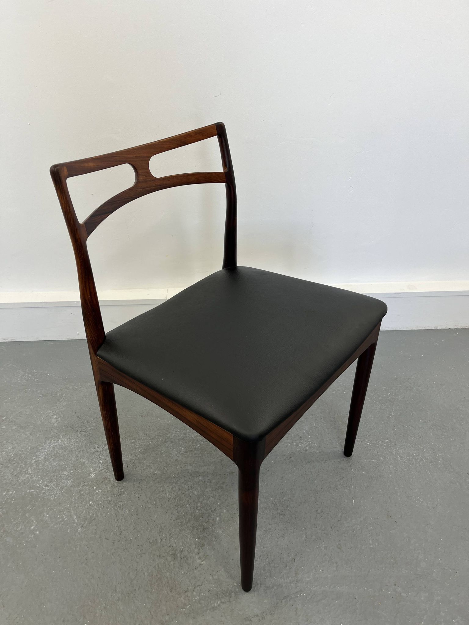 Chaises d'appoint danoises modèle 94 en palissandre et cuir par J.Andersen pour Christian Linneberg, années 1960,