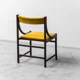 Set 6 chaises tissu jaune bois 1960s vintage modernisme