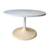 Table basse blanche et tulipe design 1970