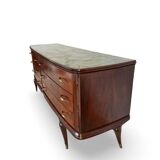 Commode en placage de palissandre avec plateau en onyx vert