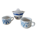 Set of 2 cups and an sugar bowl in iron earth