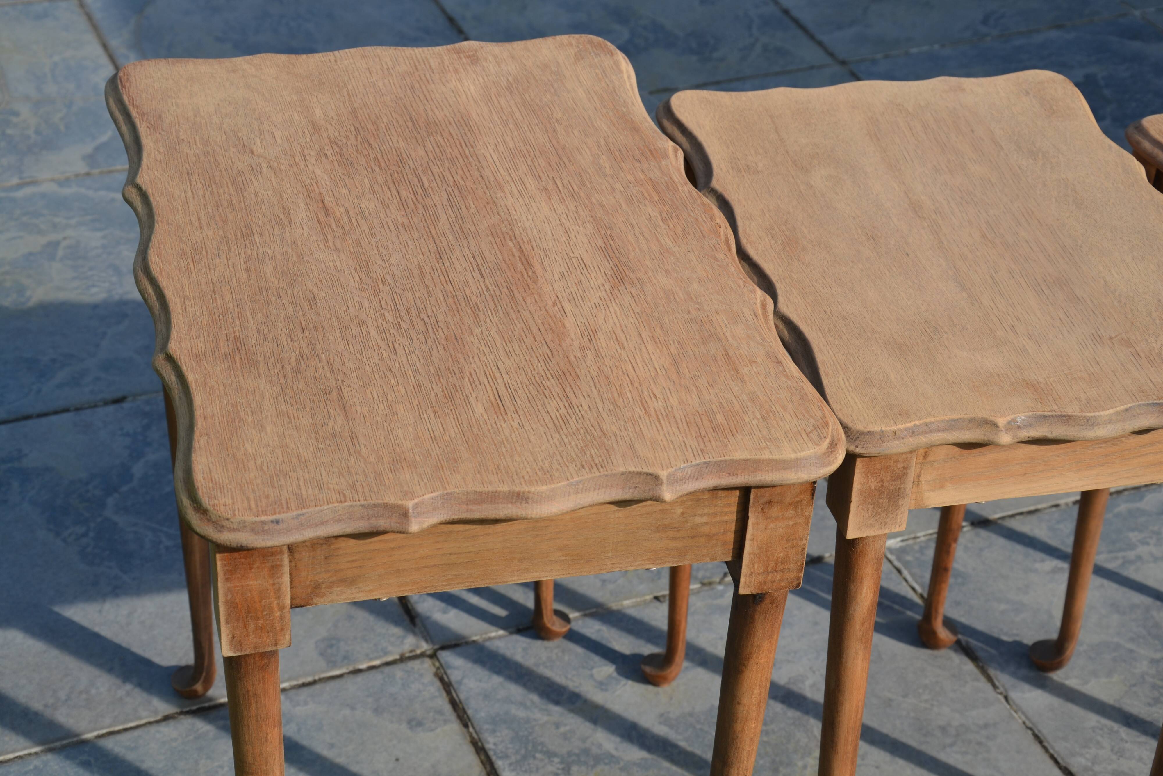Nesting tables in oak from the 1930s.