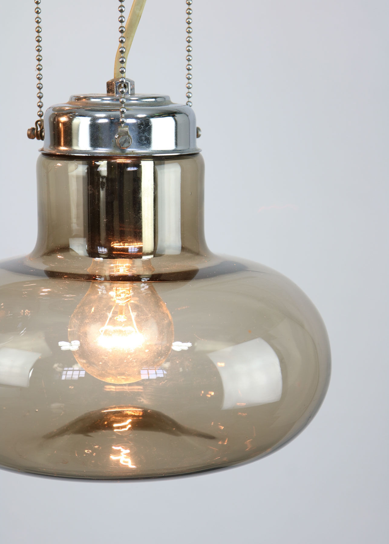 Vintage italian smoked glass chandelier, 1970s