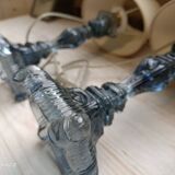 Paire de lampes en verre bleuté