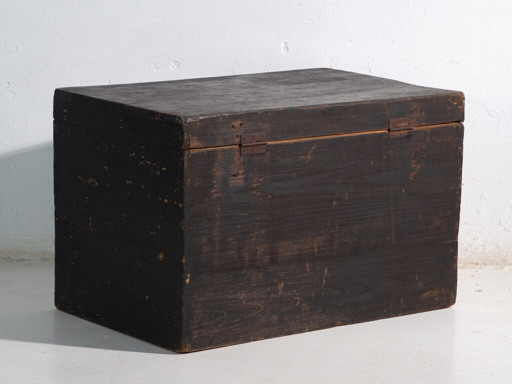 Antique black lacquered pine chest – China, circa 1900