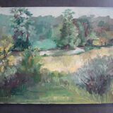 Oil on canvas, rural landscape, signed