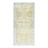 Tapis couloir vintage turc Oushak fait à la main en laine et coton jaune 96x200