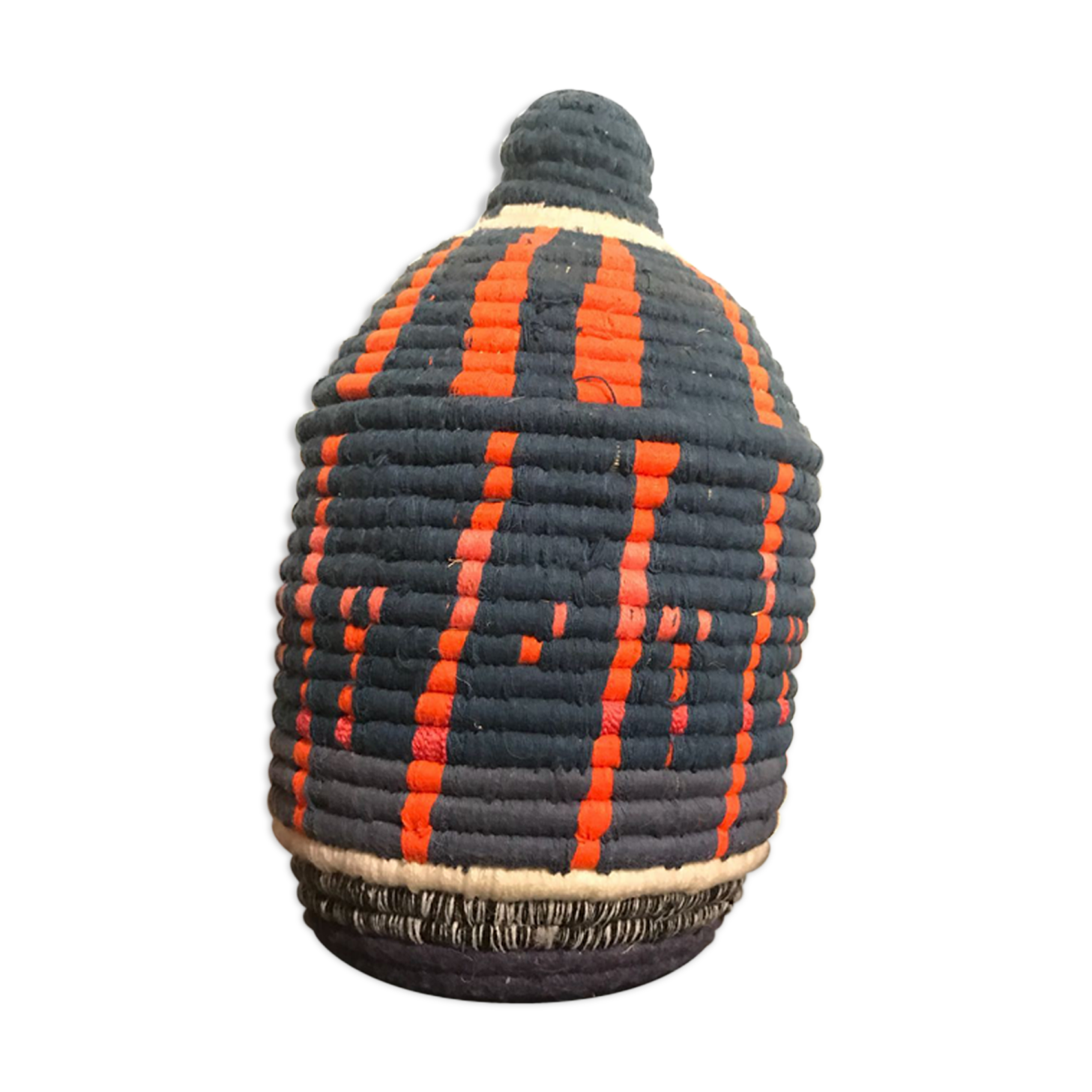 Pannier Berber in red and Black wool and raffia