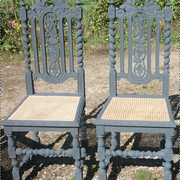Pair of 2 carved neo-Renaissance Henri II chairs